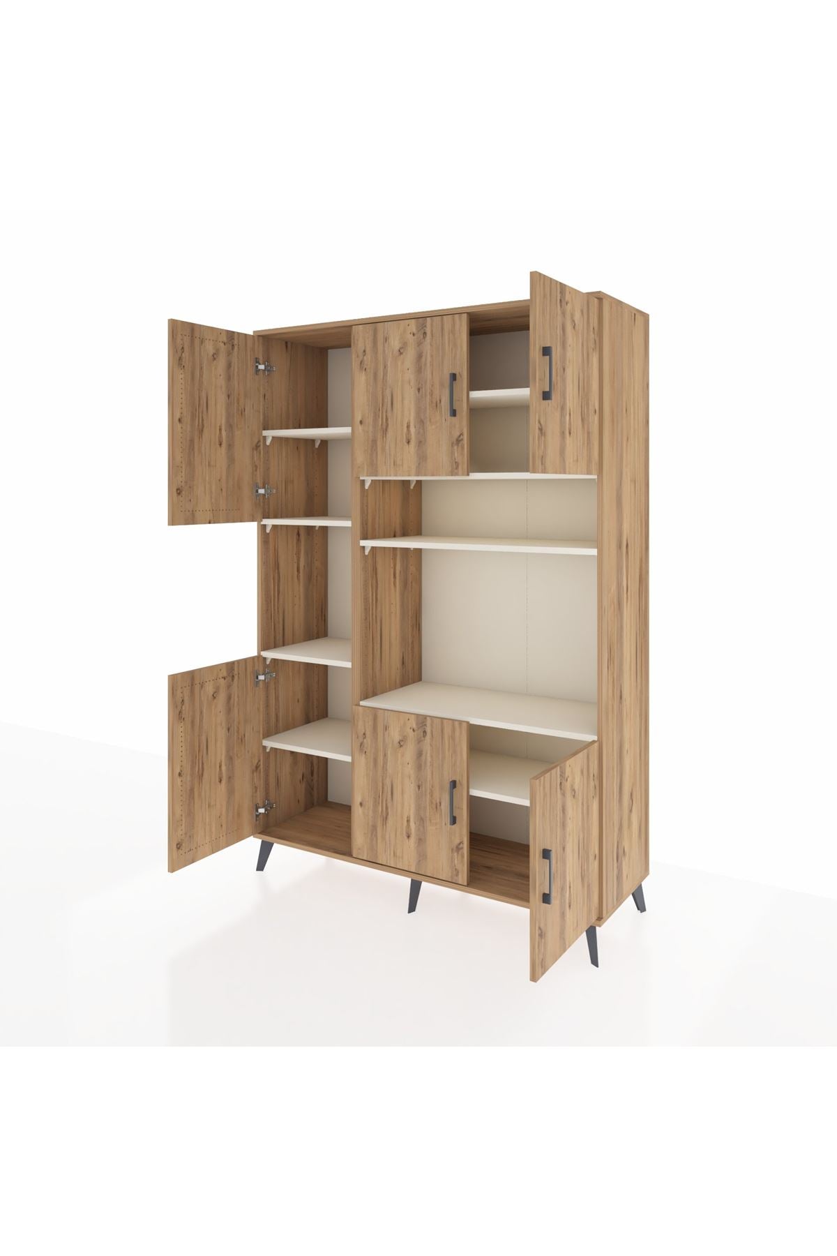 Hyperion Dolap 9 Raflı 6 Kapaklı 132x44x195 Çam-Çam/Aytaşı