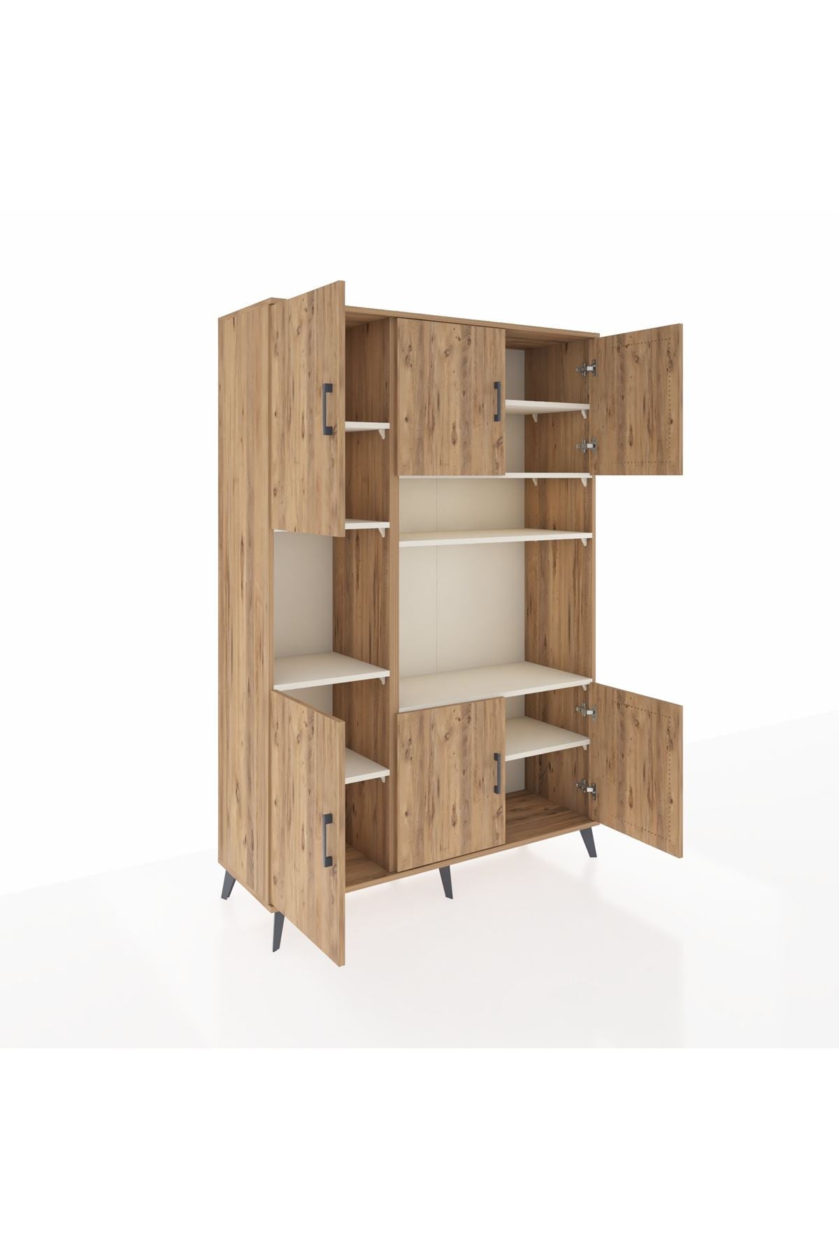 Hyperion Dolap 9 Raflı 6 Kapaklı 132x44x195 Çam-Çam/Aytaşı