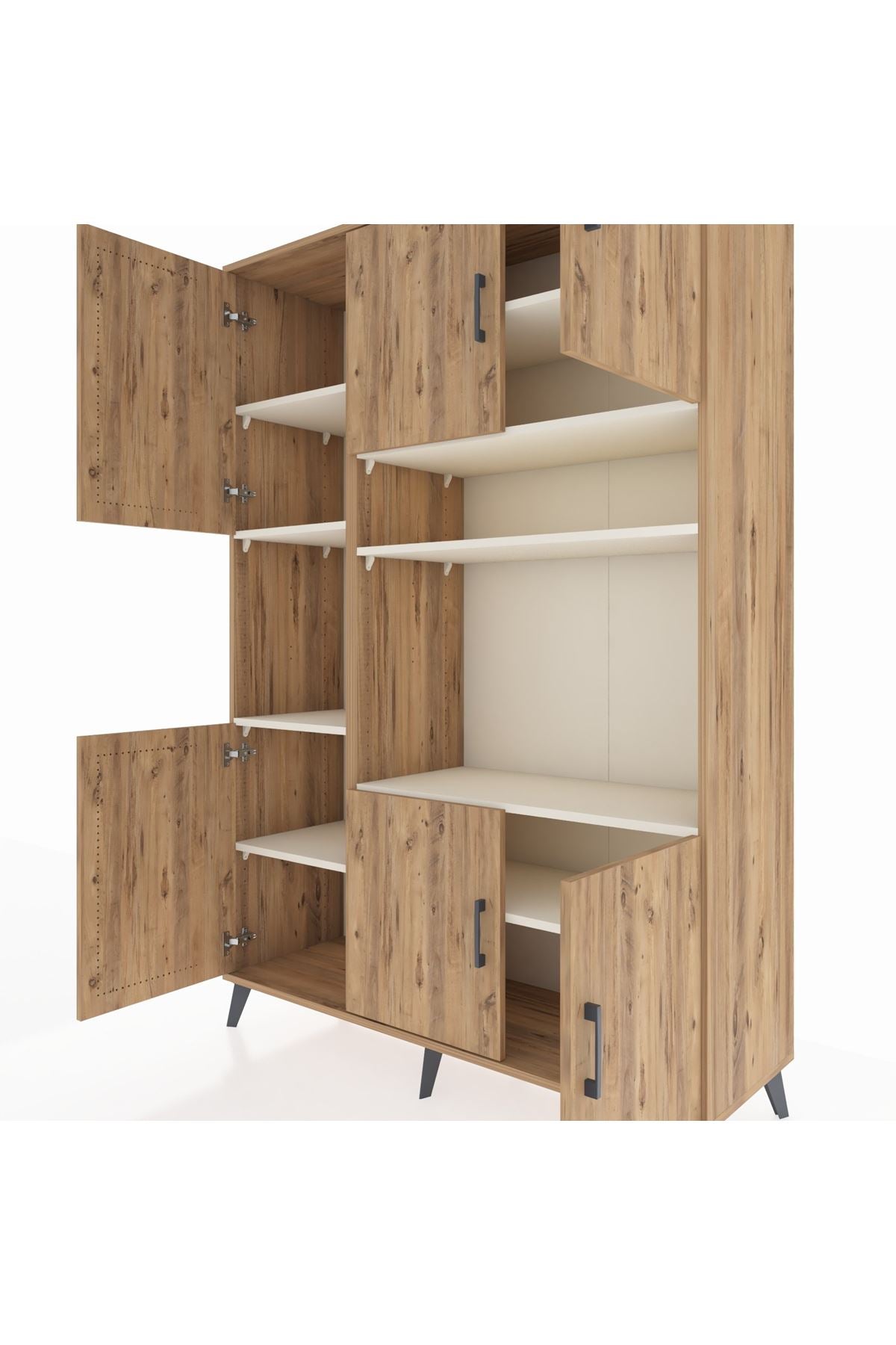 Hyperion Dolap 9 Raflı 6 Kapaklı 132x44x195 Çam-Çam/Aytaşı