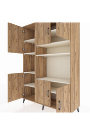 Hyperion Dolap 9 Raflı 6 Kapaklı 132x44x195 Çam-Çam/Aytaşı