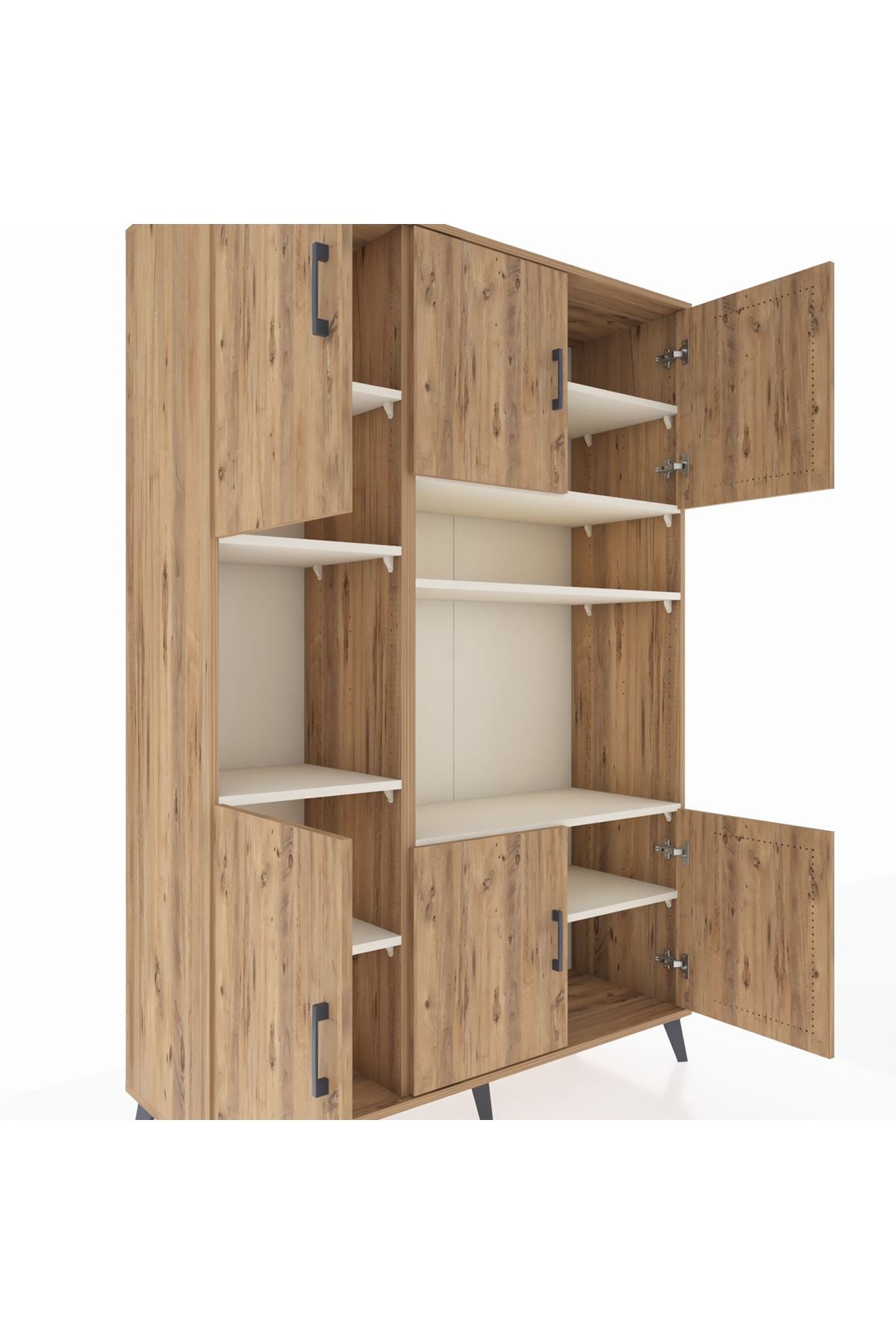 Hyperion Dolap 9 Raflı 6 Kapaklı 132x44x195 Çam-Çam/Aytaşı