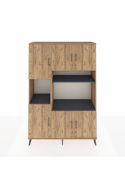 Hyperion Dolap 9 Raflı 6 Kapaklı 132x44x195 Çam-Çam/Antrasit