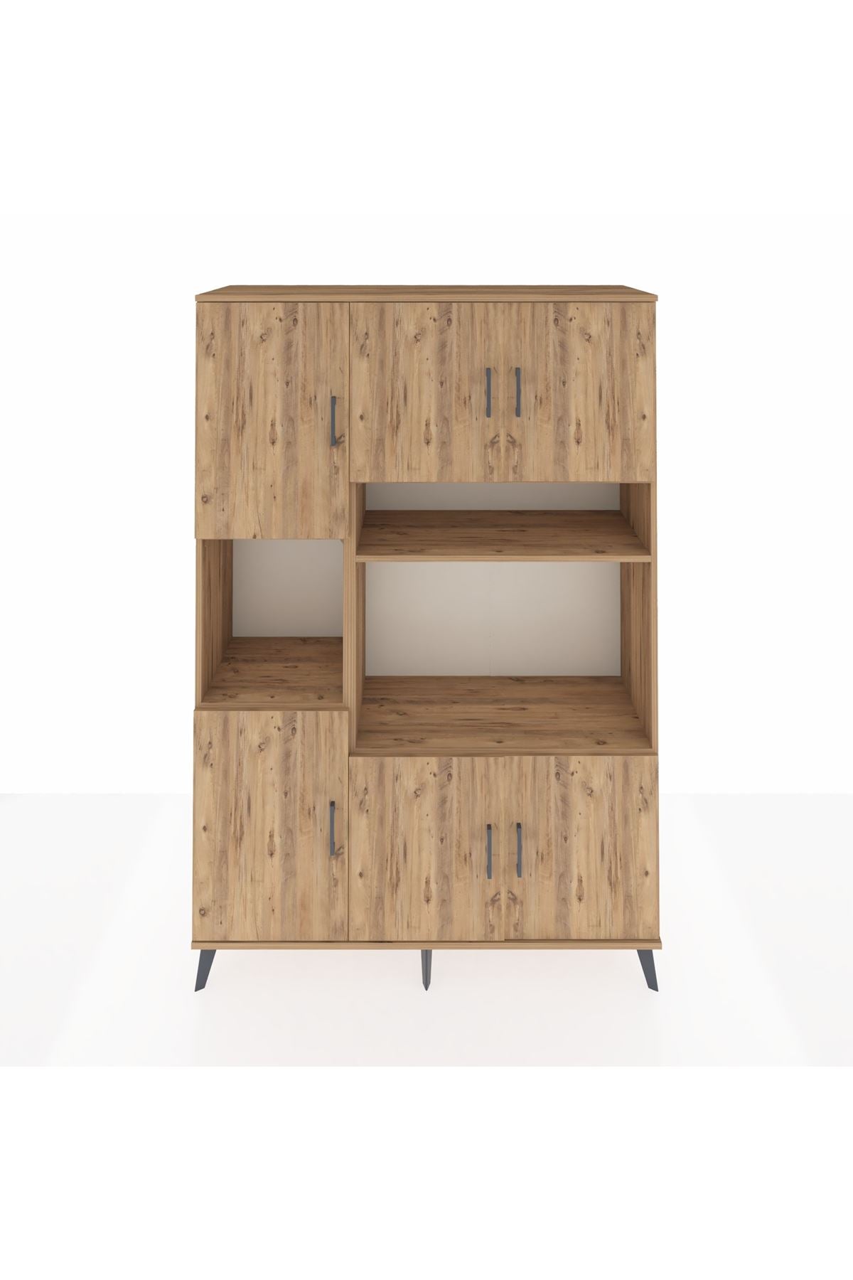 Hyperion Dolap 9 Raflı 6 Kapaklı 132x44x195 Çam-Çam/Çam