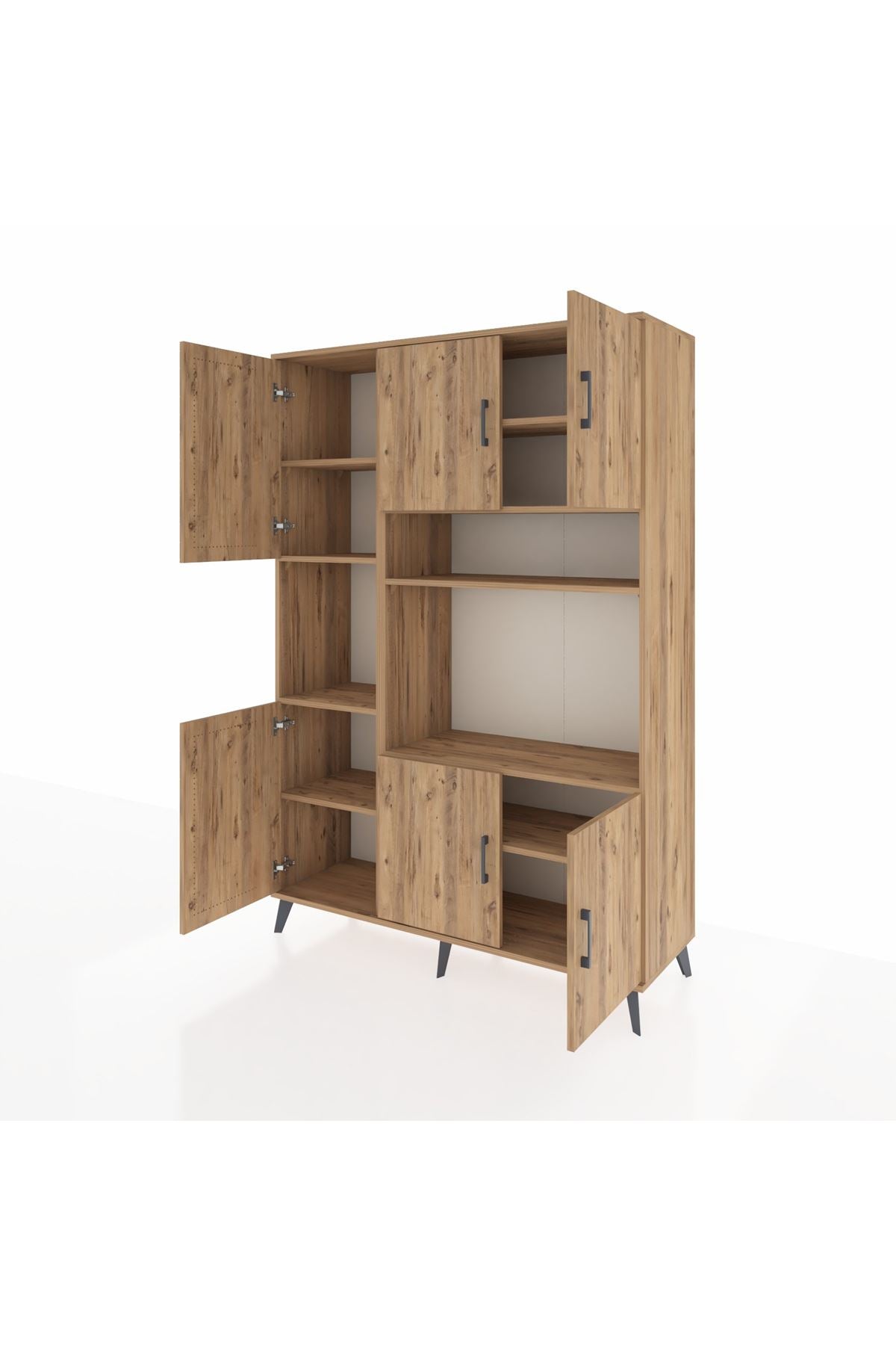 Hyperion Dolap 9 Raflı 6 Kapaklı 132x44x195 Çam-Çam/Çam