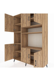 Hyperion Dolap 9 Raflı 6 Kapaklı 132x44x195 Çam-Çam/Çam