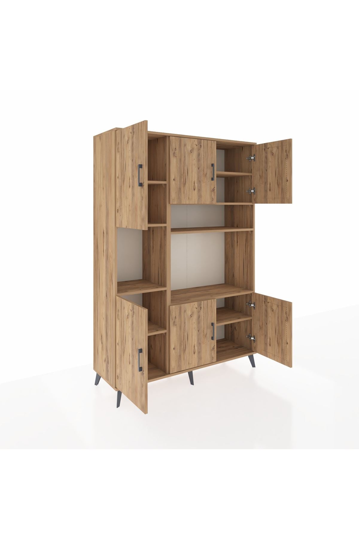 Hyperion Dolap 9 Raflı 6 Kapaklı 132x44x195 Çam-Çam/Çam