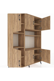 Hyperion Dolap 9 Raflı 6 Kapaklı 132x44x195 Çam-Çam/Çam