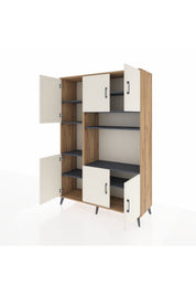 Hyperion Dolap 9 Raflı 6 Kapaklı 132x44x195 Çam-Aytaşı/Antrasit