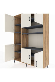 Hyperion Dolap 9 Raflı 6 Kapaklı 132x44x195 Çam-Aytaşı/Antrasit