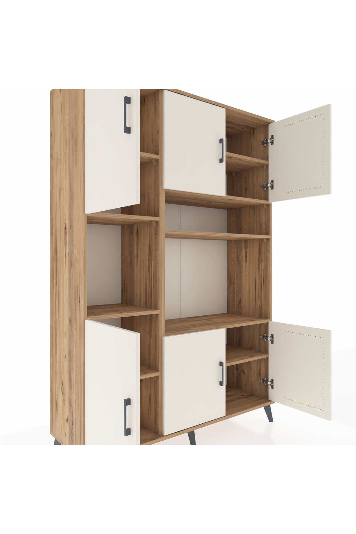 Hyperion Dolap 9 Raflı 6 Kapaklı 132x44x195 Çam-Aytaşı/Çam