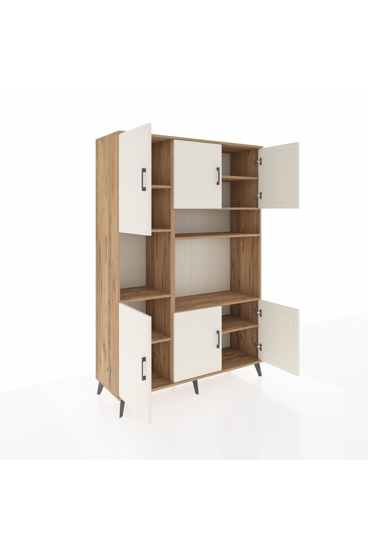 Hyperion Dolap 9 Raflı 6 Kapaklı 132x44x195 Çam-Aytaşı/Çam