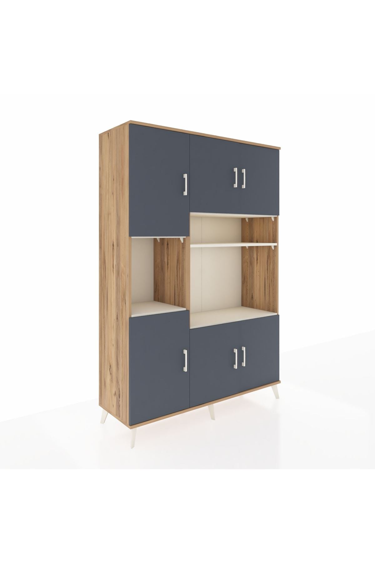 Hyperion Dolap 9 Raflı 6 Kapaklı 132x44x195 Çam-Antrasit/Aytaşı