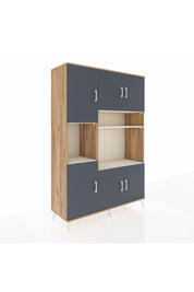 Hyperion Dolap 9 Raflı 6 Kapaklı 132x44x195 Çam-Antrasit/Aytaşı