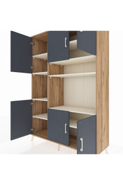 Hyperion Dolap 9 Raflı 6 Kapaklı 132x44x195 Çam-Antrasit/Aytaşı