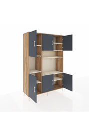 Hyperion Dolap 9 Raflı 6 Kapaklı 132x44x195 Çam-Antrasit/Aytaşı