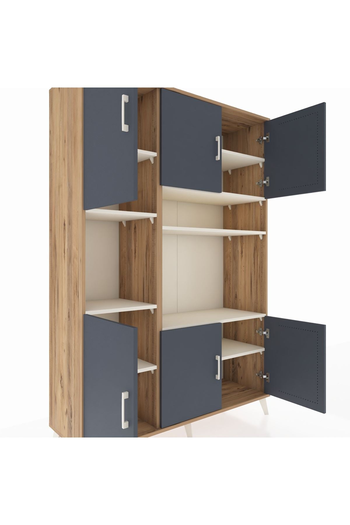 Hyperion Dolap 9 Raflı 6 Kapaklı 132x44x195 Çam-Antrasit/Aytaşı