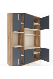 Hyperion Dolap 9 Raflı 6 Kapaklı 132x44x195 Çam-Antrasit/Aytaşı