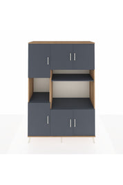 Hyperion Dolap 9 Raflı 6 Kapaklı 132x44x195 Çam-Antrasit/Antrasit