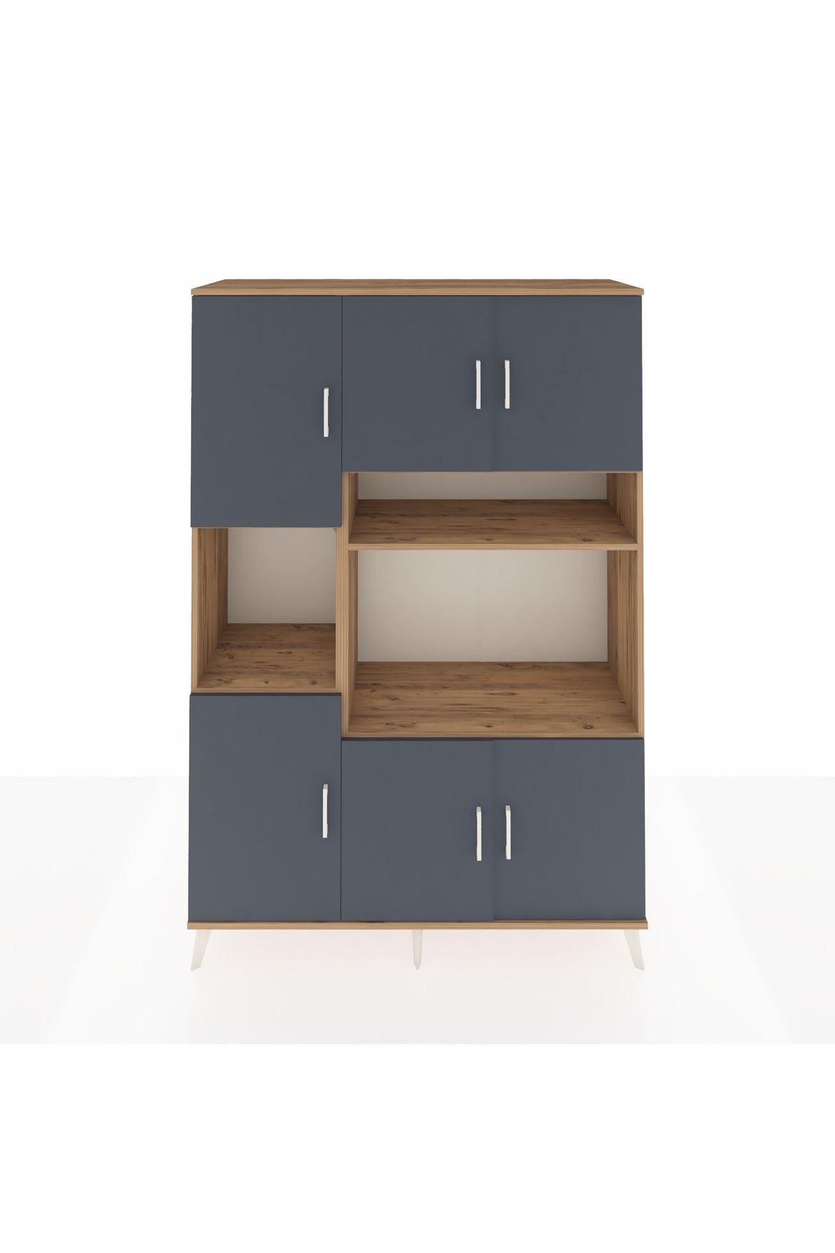 Hyperion Dolap 9 Raflı 6 Kapaklı 132x44x195 Çam-Antrasit/Çam