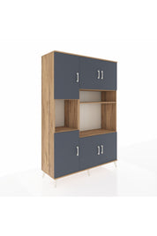 Hyperion Dolap 9 Raflı 6 Kapaklı 132x44x195 Çam-Antrasit/Çam