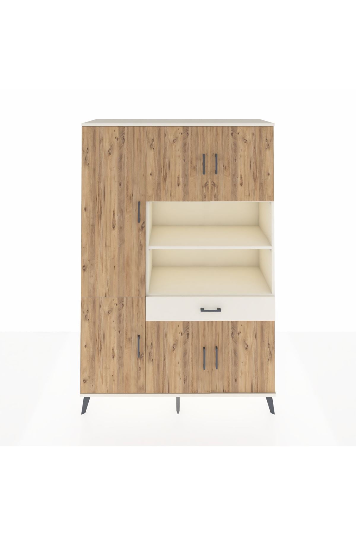 Hyperion Dolap 10 Raflı Tek Çekmeceli 6 Kapaklı 132x44x195 Aytaşı-Çam/Aytaşı