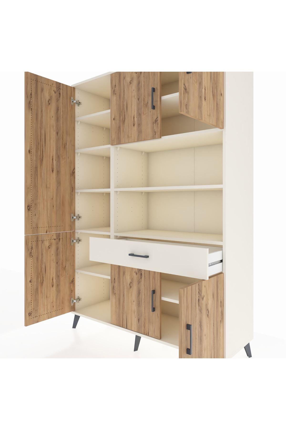 Hyperion Dolap 10 Raflı Tek Çekmeceli 6 Kapaklı 132x44x195 Aytaşı-Çam/Aytaşı