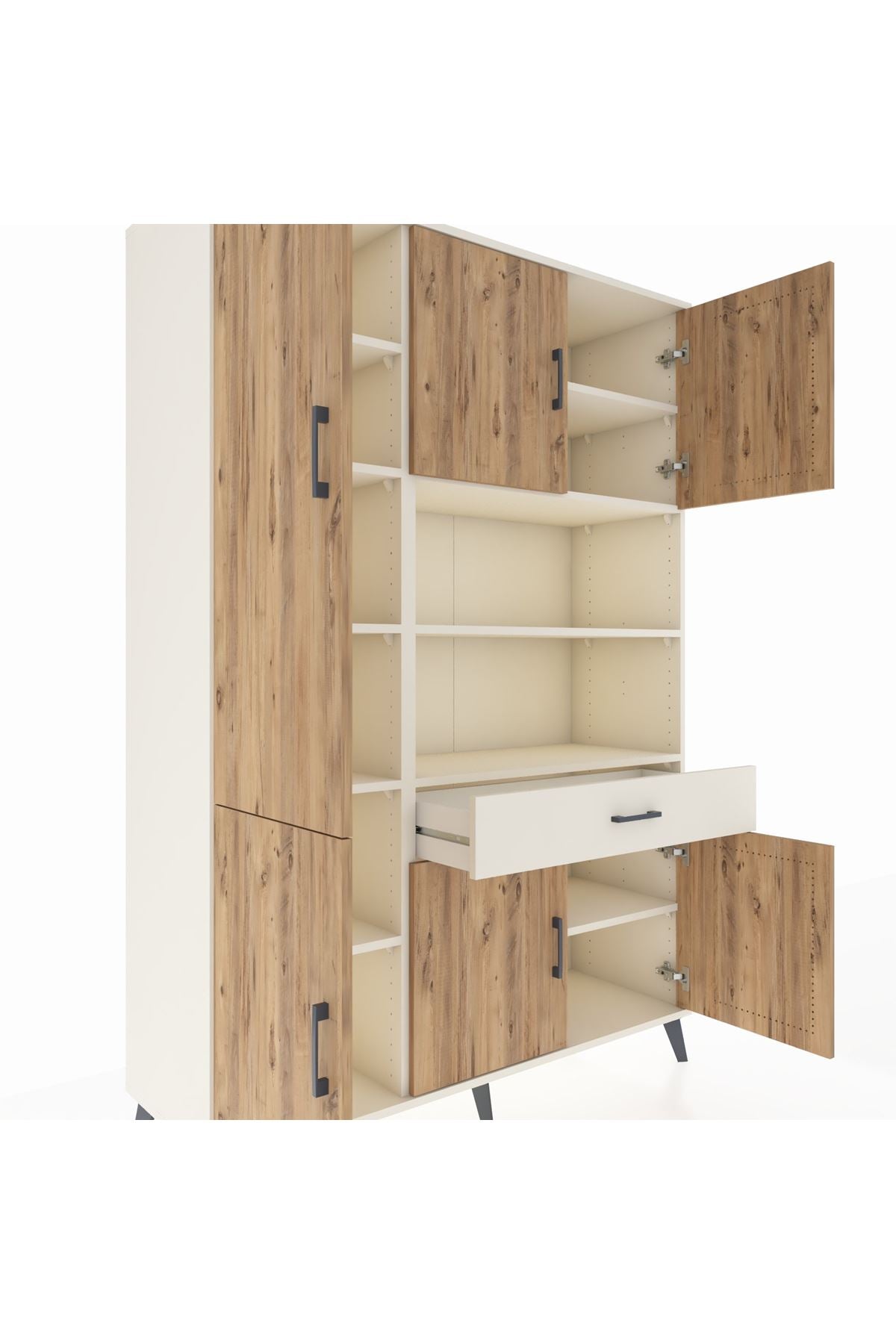 Hyperion Dolap 10 Raflı Tek Çekmeceli 6 Kapaklı 132x44x195 Aytaşı-Çam/Aytaşı