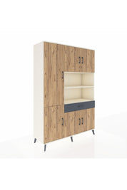 Hyperion Dolap 10 Raflı Tek Çekmeceli 6 Kapaklı 132x44x195 Aytaşı-Çam/Antrasit