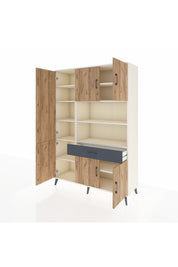 Hyperion Dolap 10 Raflı Tek Çekmeceli 6 Kapaklı 132x44x195 Aytaşı-Çam/Antrasit