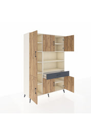 Hyperion Dolap 10 Raflı Tek Çekmeceli 6 Kapaklı 132x44x195 Aytaşı-Çam/Antrasit