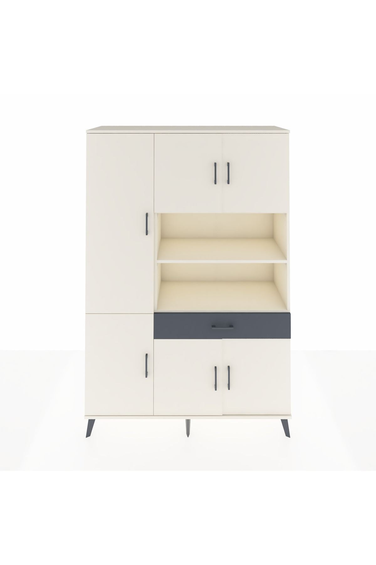 Hyperion Dolap 10 Raflı Tek Çekmeceli 6 Kapaklı 132x44x195 Aytaşı-Aytaşı/Antrasit