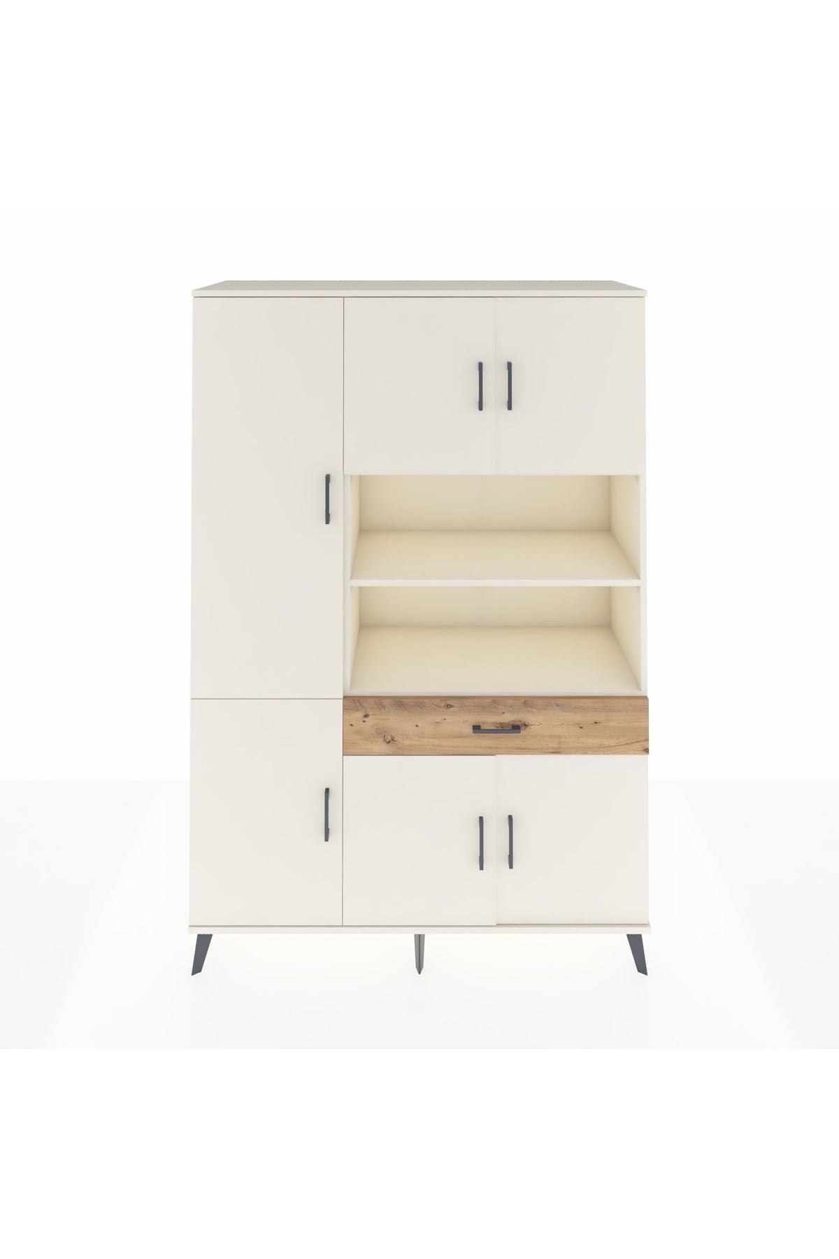 Hyperion Dolap 10 Raflı Tek Çekmeceli 6 Kapaklı 132x44x195 Aytaşı-Aytaşı/Çam