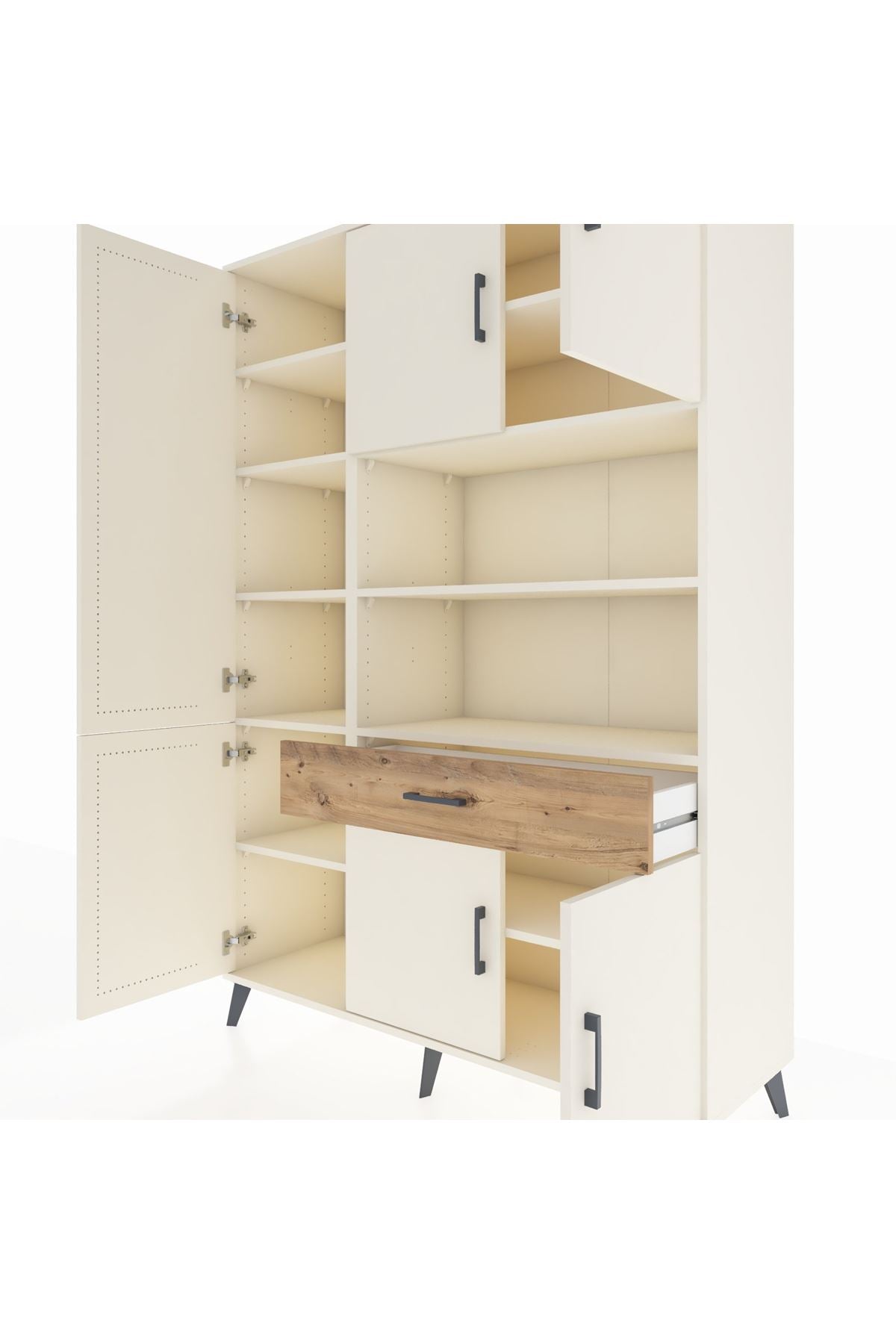 Hyperion Dolap 10 Raflı Tek Çekmeceli 6 Kapaklı 132x44x195 Aytaşı-Aytaşı/Çam