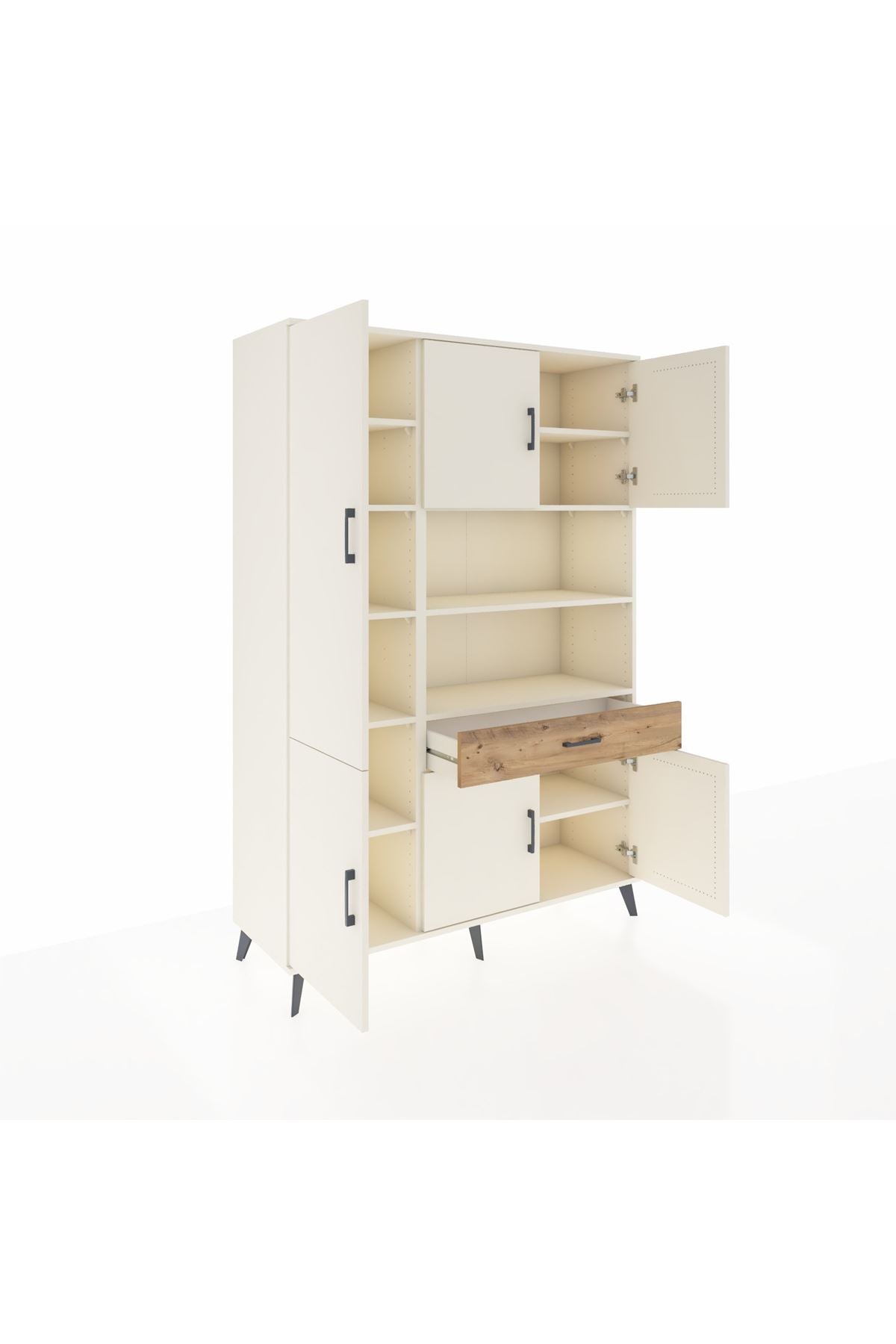 Hyperion Dolap 10 Raflı Tek Çekmeceli 6 Kapaklı 132x44x195 Aytaşı-Aytaşı/Çam