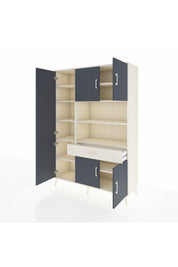 Hyperion Dolap 10 Raflı Tek Çekmeceli 6 Kapaklı 132x44x195 Aytaşı-Antrasit/Aytaşı