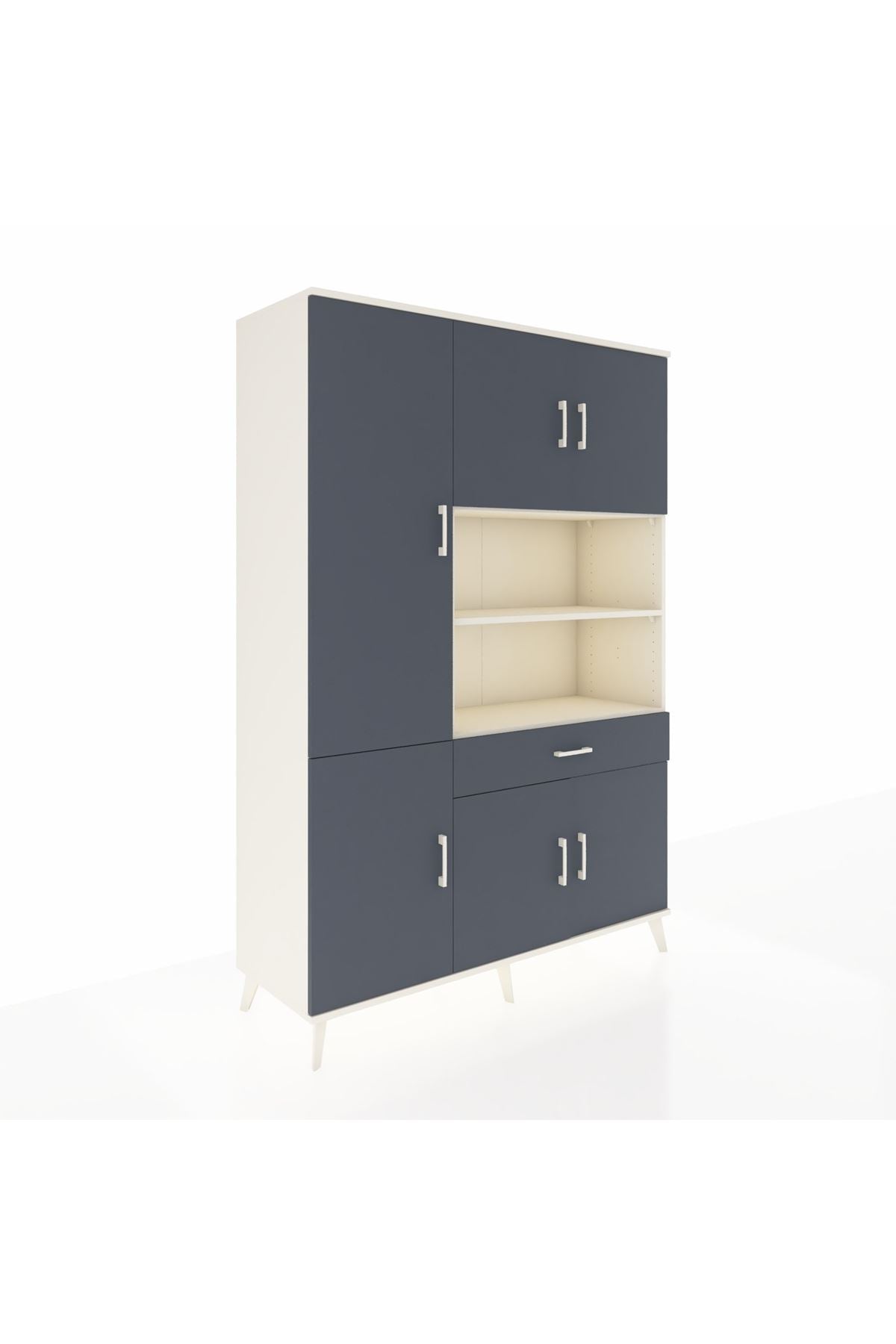 Hyperion Dolap 10 Raflı Tek Çekmeceli 6 Kapaklı 132x44x195 Aytaşı-Antrasit/Antrasit