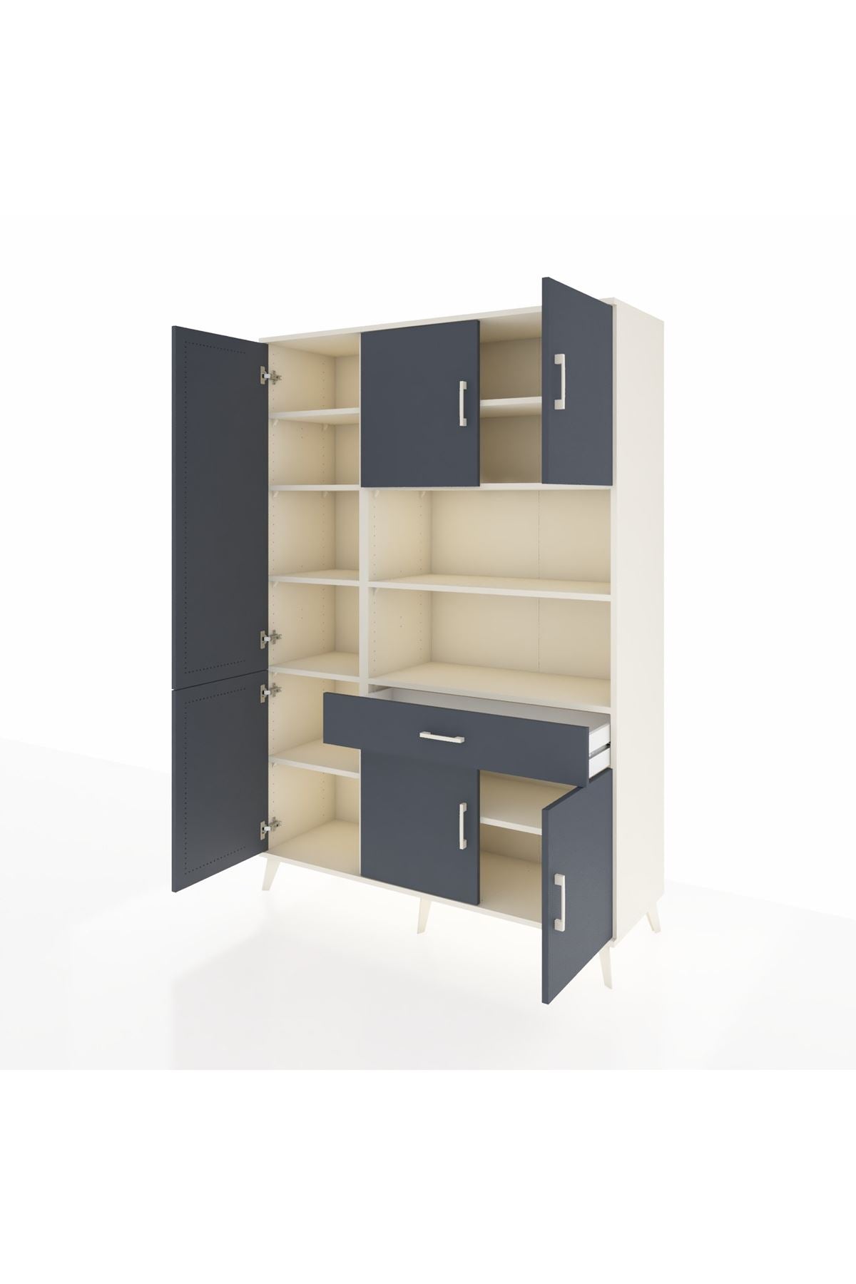 Hyperion Dolap 10 Raflı Tek Çekmeceli 6 Kapaklı 132x44x195 Aytaşı-Antrasit/Antrasit