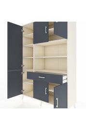 Hyperion Dolap 10 Raflı Tek Çekmeceli 6 Kapaklı 132x44x195 Aytaşı-Antrasit/Antrasit