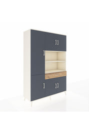 Hyperion Dolap 10 Raflı Tek Çekmeceli 6 Kapaklı 132x44x195 Aytaşı-Antrasit/Çam