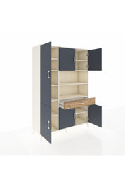 Hyperion Dolap 10 Raflı Tek Çekmeceli 6 Kapaklı 132x44x195 Aytaşı-Antrasit/Çam