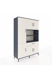 Hyperion Dolap 10 Raflı Tek Çekmeceli 6 Kapaklı 132x44x195 Antrasit-Aytaşı/Aytaşı