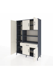 Hyperion Dolap 10 Raflı Tek Çekmeceli 6 Kapaklı 132x44x195 Antrasit-Aytaşı/Aytaşı