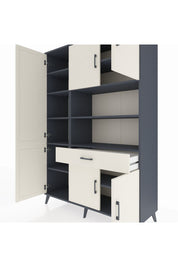 Hyperion Dolap 10 Raflı Tek Çekmeceli 6 Kapaklı 132x44x195 Antrasit-Aytaşı/Aytaşı
