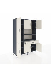 Hyperion Dolap 10 Raflı Tek Çekmeceli 6 Kapaklı 132x44x195 Antrasit-Aytaşı/Aytaşı