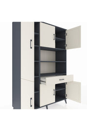 Hyperion Dolap 10 Raflı Tek Çekmeceli 6 Kapaklı 132x44x195 Antrasit-Aytaşı/Aytaşı