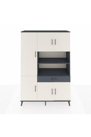 Hyperion Dolap 10 Raflı Tek Çekmeceli 6 Kapaklı 132x44x195 Antrasit-Aytaşı/Antrasit