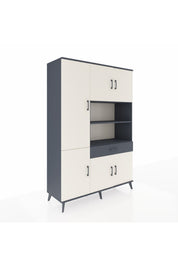 Hyperion Dolap 10 Raflı Tek Çekmeceli 6 Kapaklı 132x44x195 Antrasit-Aytaşı/Antrasit