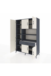 Hyperion Dolap 10 Raflı Tek Çekmeceli 6 Kapaklı 132x44x195 Antrasit-Aytaşı/Antrasit
