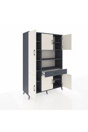 Hyperion Dolap 10 Raflı Tek Çekmeceli 6 Kapaklı 132x44x195 Antrasit-Aytaşı/Antrasit