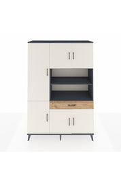 Hyperion Dolap 10 Raflı Tek Çekmeceli 6 Kapaklı 132x44x195 Antrasit-Aytaşı/Çam